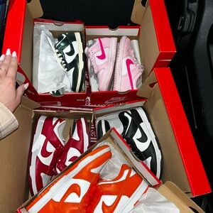 Nike Dunk Low Sneakers - Black, Pink, Red, Orange